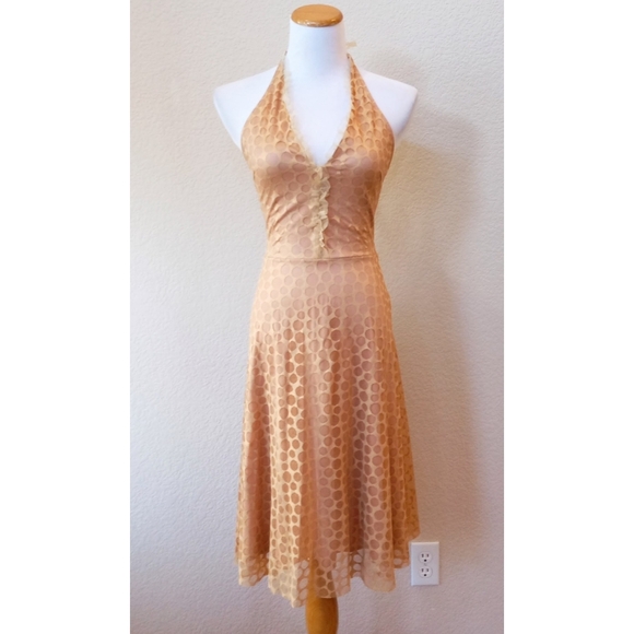 Vintage Dresses & Skirts - Heart Moon Star Y2K rose gold halter dress